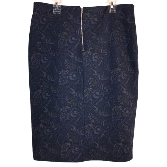 Black Gray Blue Floral Paisley Skirt - Picture 4 of 8